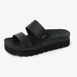 Reef Women's Black Double-Strap Platform Slide Sandal